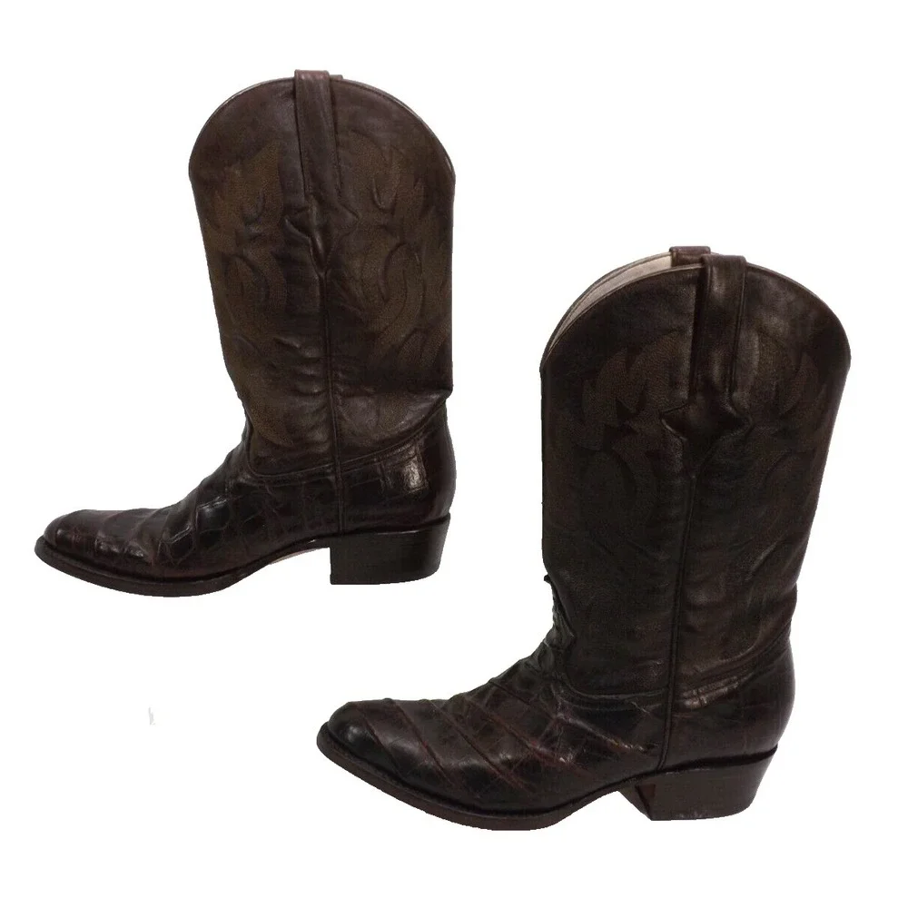 El Buitre Alligator Collection Cowboy Boots Western Vaquero Men's Size 9 USA - Picture 2 of 11